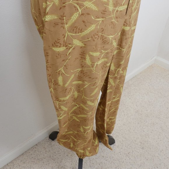 Paris Atelier & other stories Tan Yellow Floral High Waist Wide Leg SZ 6 Pants - Picture 6 of 10